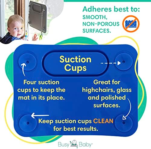 מפית סיליקון לתינוקות עמוסה-כוסות יניקה מובנות - 4 רצועות צעצוע לתינוקות פעוטות וילדים-סיליקון בדרגת מזון - 8.5 על 11
