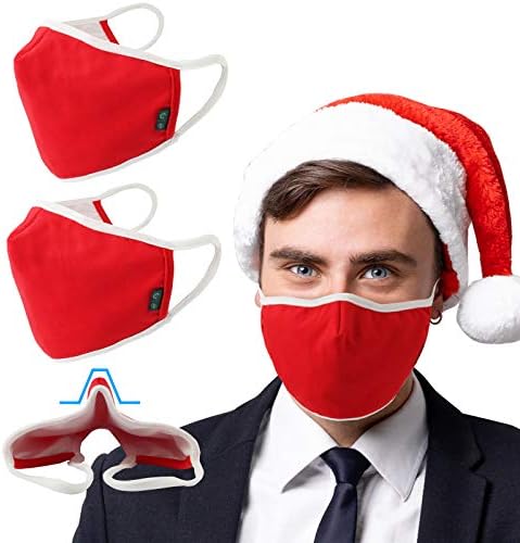 2 חבילה חג המולד פנים מסכת בד שכבה משולשת מגן לשימוש חוזר רחיץ סנטה תלבושות האף גשר האיחוד האירופי 0309 אדום