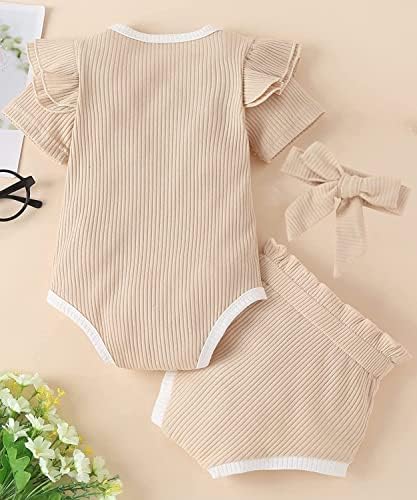 CIYO בגדי תינוקות יילוד 0-24 מ 'תלבושת קיץ צלע צלעות רומפר קצרים קשת קשת 3 PC סט סט