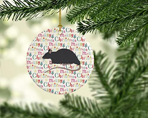 אוצרות קרוליין WDK2874CO1 קישוט קרמיקה לחג המולד שחור, קישוטים לעץ חג המולד, קישוט תלוי לחג המולד, חג, מסיבה, מתנה,