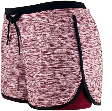 Riboom Women Women Workence Fitness Running מכנסיים קצרים שכבה כפולה של מכנסי כושר יוגה פעילים