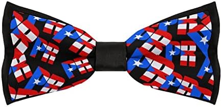 דובון פורטוריקני דגל מצחיק עניבה מראש קשור פורמליות עניבת פרפר מתכוונן עניבת פרפר מודפס עבור גברים