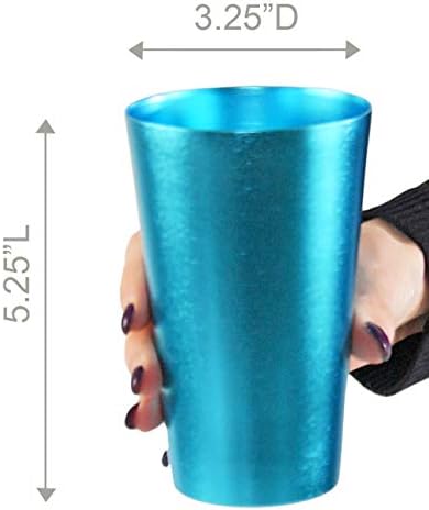 כוסות שתייה אלומיניום צבעוניות ביתי -X סט של 6, כוסות מתכת צבעוניות, מתנפצות עמידות, הניתנות לערימה, 6 צבעים מתכתיים