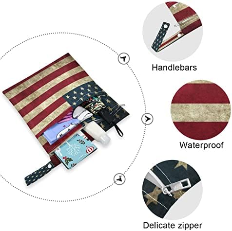 דגל אמריקה של קיגאי דגל אמריקאי עמיד למים שקית יבש רטוב לשימוש חוזר עם ידית לנסיעות, חוף, בריכה, חיתולים, מוצרי טיפוח 2 יחידות