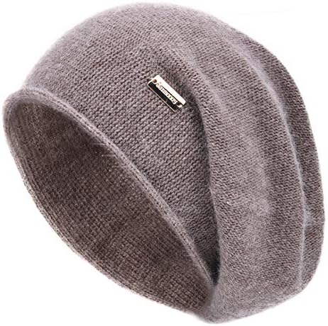 קשמיר רפוי לסרוג כפת כובע לנשים חורף רך חם גבירותיי צמר סרוג גולגולת בימס כובע