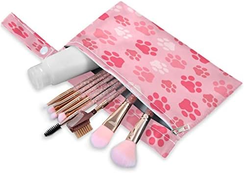 Kigai Pink Dog Paw עמיד למים שקית יבש רטוב לשימוש חוזר עם ידית לנסיעות, חוף, בריכה, חיתולים, מוצרי טיפוח 2 יחידות