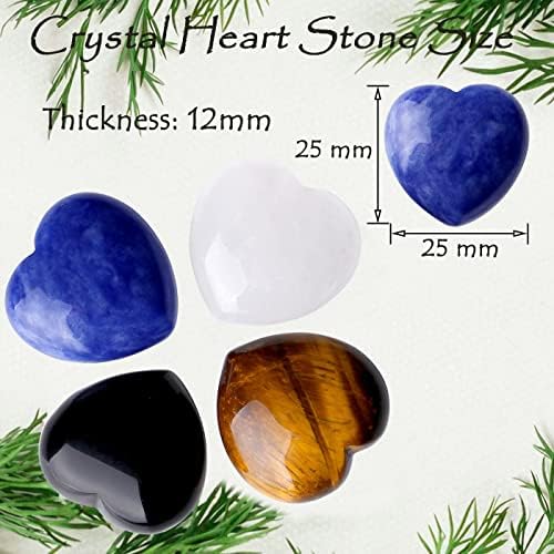 4 יחידות לב קריסטל אבנים ברור קוורץ אוביסדי עין נמר כחול סודליט קריסטל לבבות ריפוי גבישי סט לב בצורת אבן רייקי