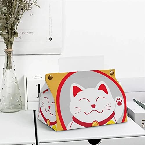 מכסה קופסאות ברקמות של חתול בר מזל מתקן נייר מחזיק מפיות דקורטיבי למכונית משרדית ביתית
