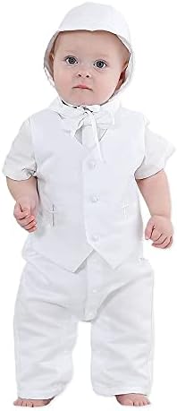 טבילת הטבילה של ילד תינוקות של ניובאו תלבושות לבנות חליפת שרוול קצר עבור 0-12M