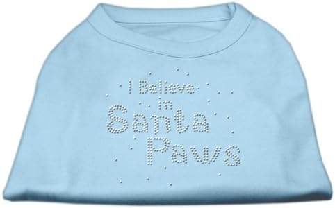 מיראז ' מוצרים לחיות מחמד 12-אינץ אני מאמין סנטה כפות הדפסת חולצה עבור חיות מחמד, בינוני, תינוק כחול