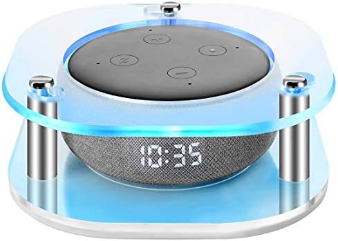 מקרה ברור של Geekria Acrylic תואם לרמקול חכם ECHO DOT לשנת 2019 עם שעון, רמקול קיר תקרה עמדת שומר יציב