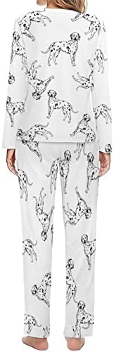 חמוד כלב דלמטי נשים של פיג ' מה סט שני חתיכה בגדי טרקלין ארוך שרוול למעלה ומכנסיים הלבשת