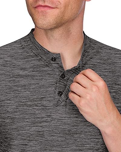 שלושה שישים ושש חולצות גולף ללא צווארון לגברים-חולצת טריקו מהירה של שרוול קצר יבש עם בד מתיחה 4-כיווני & UPF 30