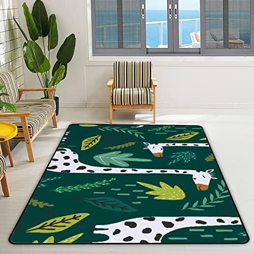 זוחל שטיח מקורה משחק שטיח מחצלת ג'ירפות עוזב את הג'ונגל לסלון חדר שינה חינוכי משתלת רצפה שטיחים שטיחים 80x58in