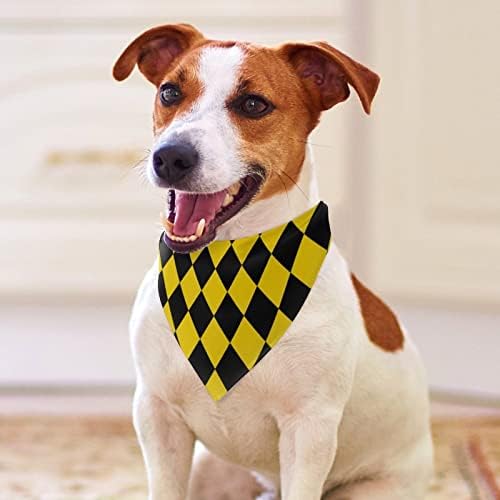 צהוב ושחור יהלומי דפוס כלב בנדנה לחיות מחמד צעיף משולש ליקוק מודפס מטפחת אבזרים
