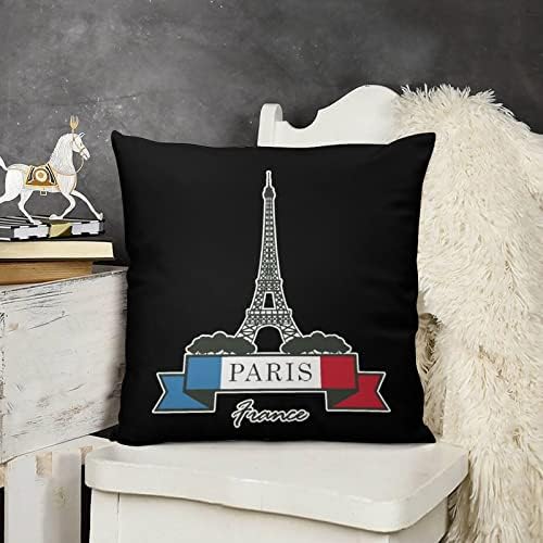 מגדל אייפל עם דגל צרפת מרובע פלאש פלאש לזרוק כרית כיסוי ספה רכה לקישוט חדר שינה ספה ביתי