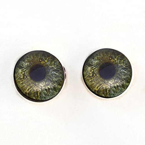 מרווה ירוק ויקינג עורב זכוכית עיניים קאבושונים תפור על כפתורי עיני זכוכית עם לולאה לפסלים רכים או תכשיטים