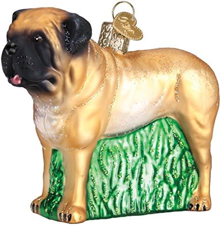 אוסף כלבי חג המולד של העולם הישן זכוכית קישוטי קישוטי עץ חג המולד מסטיף אנגלי