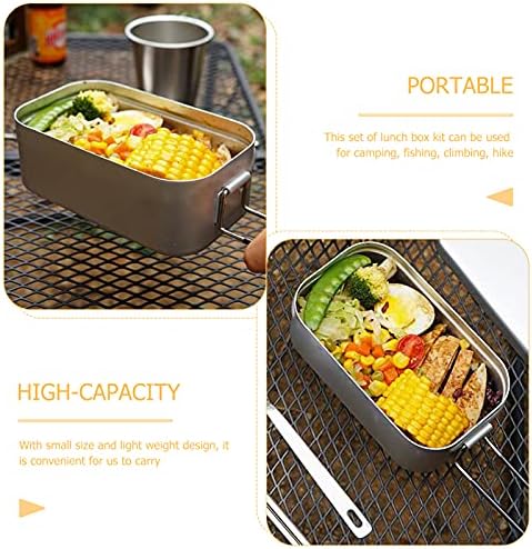 Besportble 1set Bento Case Cook Picnic ערכת מכולה כלי שולחן כפית ציוד טיול אלומיניום כלי ארוחת צהריים ארוחת צהריים של