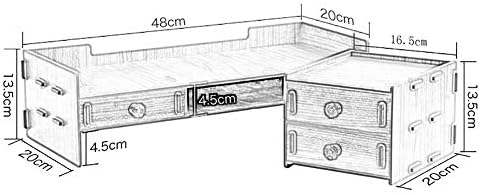 מתכוונן צג סטנד עץ שולחן ארגונית, 2 שכבות צג סטנד גובה מתכוונן, עם אחסון ארגונית עבור מחשב מדפסת מחשב נייד-ו