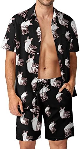סבא לאמה גברים 2 חלקים הוואי סט מכפתור חולצות שרוול קצר מכנסי חוף רופפים מתאימים