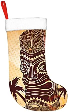 Yuyuy Vintage Aloha Tiki גרב חג חג המולד קישוט לחג אח תליה גרב 18 אינץ 'גרביים