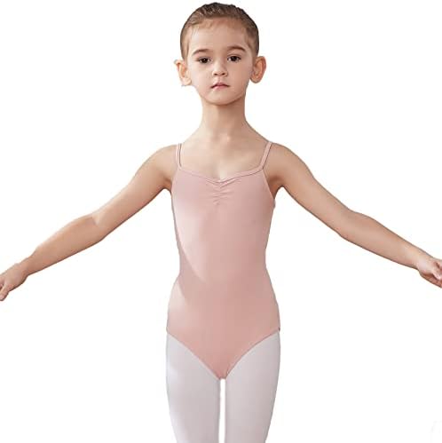 בגד גוף של בנות טינרימקס להתעמלות בלט ריקוד עם רצועות מתכווננות בגדי ריקוד עם צווארון וי, ג ' יי-אל-06