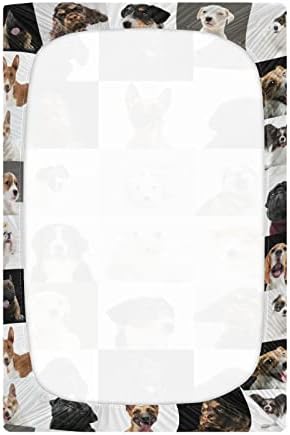 גור עריסה משובצת כלבים של אלזה כלבים סדיני עריסה מצוידים לבנים לתינוקות פעוטות, גודל סטנדרטי 52 x 28 אינץ '