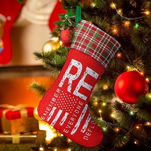 זכור שכולם פרשו צבא R.E.D נצנצים גרבי חג המולד מבריק קירור קישוטים לקישוטים למסיבת חג עץ חג המולד