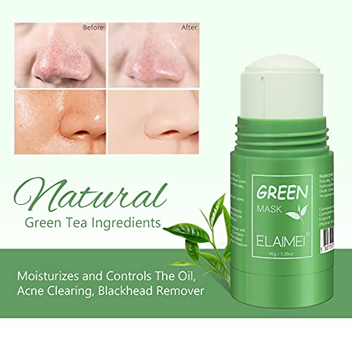 ירוק תה מסכת מקל-פנים מסכת טיפוח עור,טיהור מוצק חימר מקל מסכת חטט להסיר,נגד אקנה שמן שליטה,עמוק נקי נקבובית,