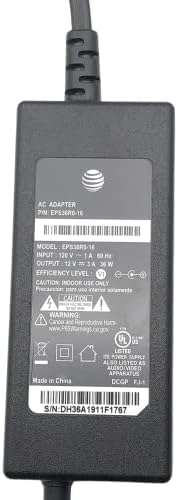 AT&T EPS36R0-16 / EPS36R0-40 מתאם כוח AC למודם ARRIS Gateway BGW210-700, מטען להחלפה אמיתי למודמים, נתבים ומכשירים