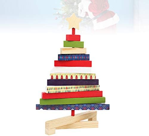 קישוט לחג המולד סיבוב AMOSFUN עץ חג המולד עיצוב קישוט שולחן עבודה מעץ למשרד חנות ביתי