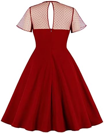 2022 שמלות גותיות אופנתיות לנקודות פולקה לנשים רקמה מסיבת עניבת חור מפתח שמלת קוקטייל וינטג 'שמלת וינטג'