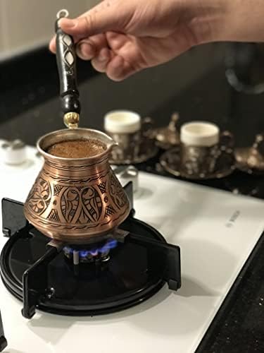 BCS 12 גרם נחושת טורקית סיר קפה ערבי יווני עם ידית עץ CEZVE IBRIK BRIKI MATORE COFFETION