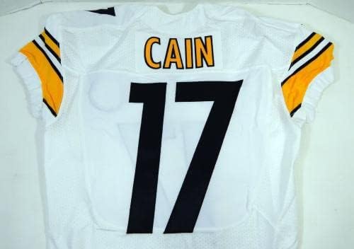 2013 Pittsburgh Steelers Deon Cain 17 Game הונפק ג'רזי לבן DP12917 - משחק NFL לא חתום משומש