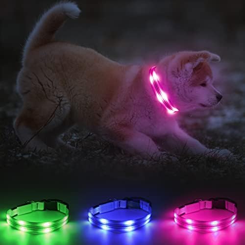 צווארוני כלבים מדליקים - צווארון LED נטען צווארון כלבים - צווארון כלבים רפלקטיבי - ציוד קמפינג כלבים זוהר - צווארון גור