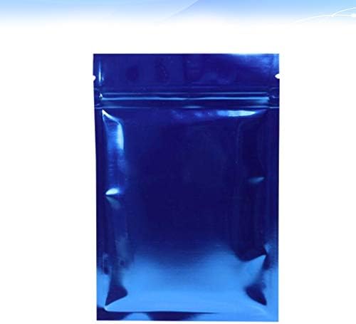 100 יחידות אלומיניום חום חותם שטוח מזון אחסון פאוץ עבור סוכריות תכשיטי אריזת חטיפים 9 * 13 סמ כחול מתכתי מתנה רוכסן
