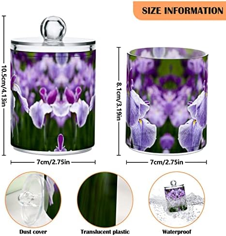 Yyzzh סגול איריס שדה פרחים אביב אביב טבע פרחוני 4 חבילה מתקן מחזיק QTIP לכדור כותנה של כותנה כפפות עגול