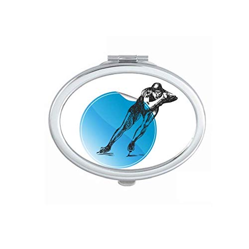 חורף ספורט החלקה כחול בצבעי מים מראה נייד לקפל יד איפור כפול צד משקפיים