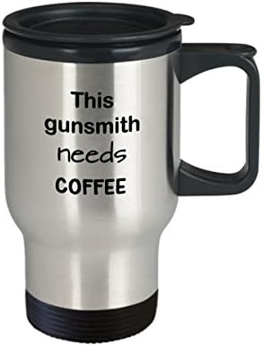 מתנת ספל נסיעות של Gunsmith, אקדח זה זקוק לקפה, ספל קפה מפלדת אל חלד עם מכסה, מתנה חידוש לאקדחים, כוס קפה אל