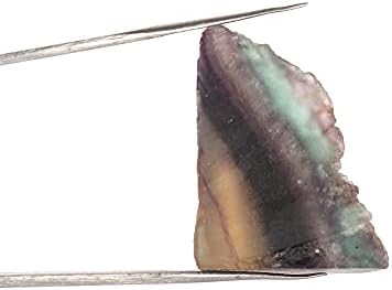 Gemhub דו-צבעוני פלואוריט מחוספס רופף דו-צבעי פלואוריט אבן חן 46.50 סמק אבן פלואוריט דו-צבעונית מחוספסת, אבן