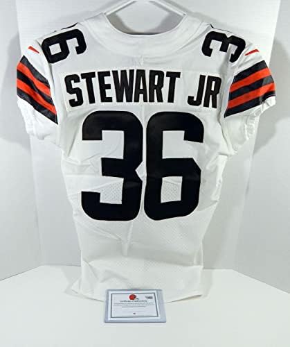 2020 קליבלנד בראונס MJ Stewart JR 36 משחק משומש ג'רזי לבן 42 DP23439 - משחק NFL לא חתום משומש גופיות