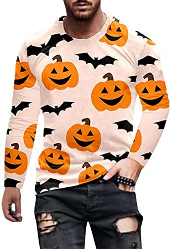 Halloween Mens 3D חולצות דיגיטליות גברים גברים הדפסת דלעת ליל כל הקדושים חולצה חולצה ארוכה חולצות גרפיות לגברים