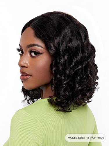 אדם תחרת פאות קצר רופף גל שיער טבעי פאה עבור נשים שחורות
