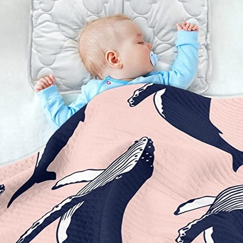 שמירה על לוויתנים יפים שמיכות תינוקות לבנות בנים פעוט תינוקות, שמיכת עריסה של שמיכת תינוק רכה שמיכת עטוף עגלה יילוד