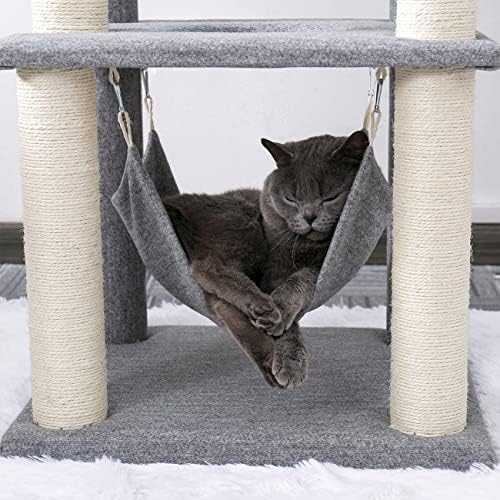52-אינץ מודרני עץ חתול עץ עם ערסל, מגרד הודעות, ודירה-מושלם עבור למבוגרים חתולים באפור