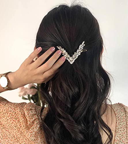 זהב קריסטל סיכת שיער מבריק קריסטל סיכות ראש גיאומטרי צורת סיכת ראש סיכת ראש דקורטיבי שיער אביזרי עבור נשים ובנות