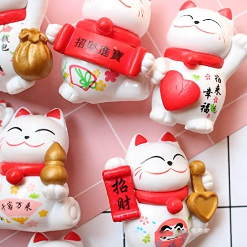 8 יחידים מיני מנקי נקו פסלוני חתול מזל, צלמיות חתול מזל מזל יפניות מנופפות קישוטי עיצוב עתידות לעיצוב משרד רכב