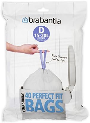 Brabantia 362187 40 מתקן שקיות זבל, 4-5.3 ליטר, לבן