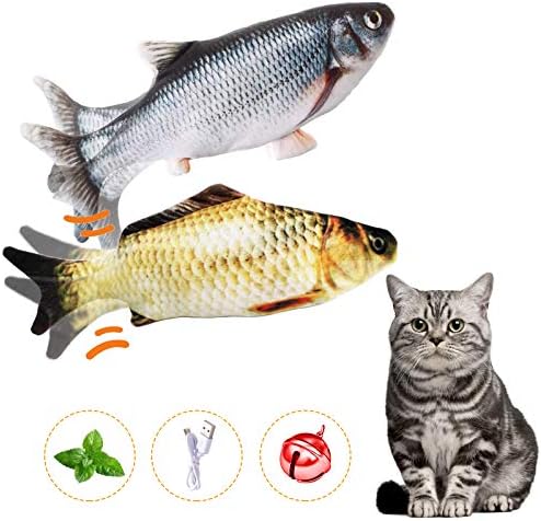 צעצועי חתול יומג 'ין דגים מתנפנפים 10.5, 2022 משודרגים, תמרוץ חתול נע, צעצוע של בעלי חיים דגים תקליטונים לכלבים קטנים,